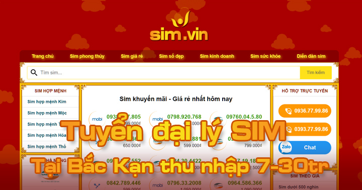 Sim.vin tuyển đại lý SIM tại Bắc Kạn, đăng ký ngay hôm nay để trở thành Đại Lý Sim Số đẹp lớn nhất tại Bắc Kạn của chúng tôi. Call ☎ 0936.77.99.86 #sim #dailySIm #Simdep 