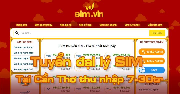 Sim.vin tuyển đại lý SIM tại Cần Thơ, đăng ký ngay hôm nay để trở thành Đại Lý Sim Số đẹp lớn nhất tại Cần Thơ của chúng tôi. Call ☎ 0936.77.99.86 #sim #dailySIm #Simdep 