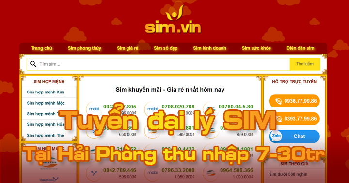 Sim.vin tuyển đại lý SIM tại Hải Phòng, đăng ký ngay hôm nay để trở thành Đại Lý Sim Số đẹp lớn nhất tại Hải Phòng của chúng tôi. Call ☎ 0936.77.99.86 #sim #dailySIm #Simdep 