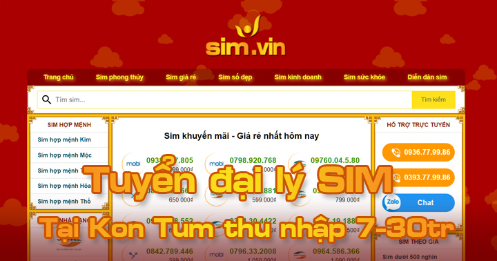 Sim.vin tuyển đại lý SIM tại Kon Tum, đăng ký ngay hôm nay để trở thành Đại Lý Sim Số đẹp lớn nhất tại Kon Tum của chúng tôi. Call ☎ 0936.77.99.86 #sim #dailySIm #Simdep 