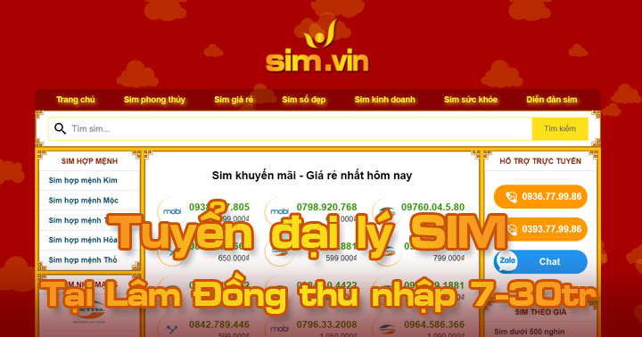 Sim.vin tuyển đại lý SIM tại Lâm Đồng, đăng ký ngay hôm nay để trở thành Đại Lý Sim Số đẹp lớn nhất tại Lâm Đồng của chúng tôi. Call ☎ 0936.77.99.86 #sim #dailySIm #Simdep 