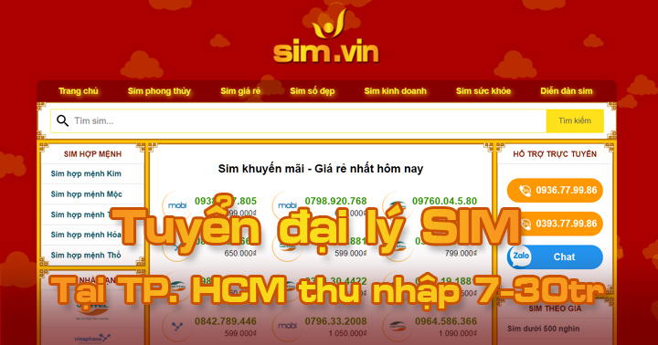 Sim.vin tuyển đại lý SIM tại HCM, đăng ký ngay hôm nay để trở thành Đại Lý Sim Số đẹp lớn nhất tại TP. HCM của chúng tôi. Call ☎ 0936.77.99.86 #sim #dailySIm #Simdep 